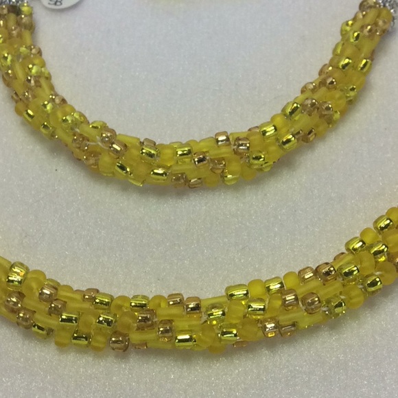 FINAL SALE PRICE Sparkling Matte, Shiny Yellow 3 Piece Jewelry Set - Picture 4 of 5